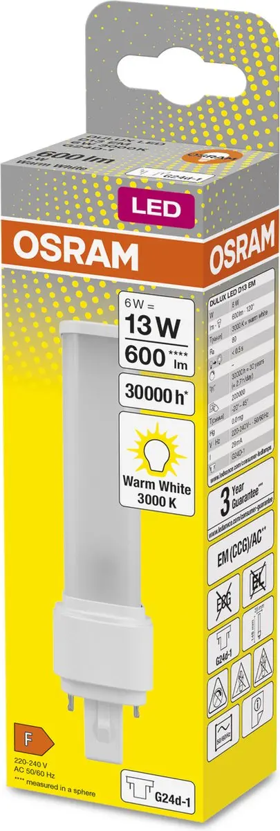Osram Dulux LED E38Q3 Warm Wit Mat - 6W