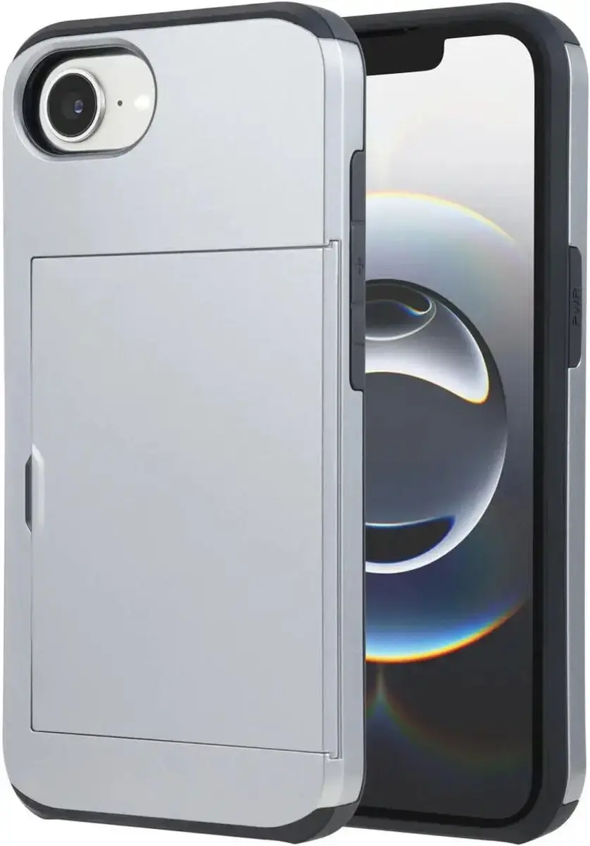 Selected Hoesje met Kaarthouder iPhone 16/17 - 2 Pasjes - Grijs