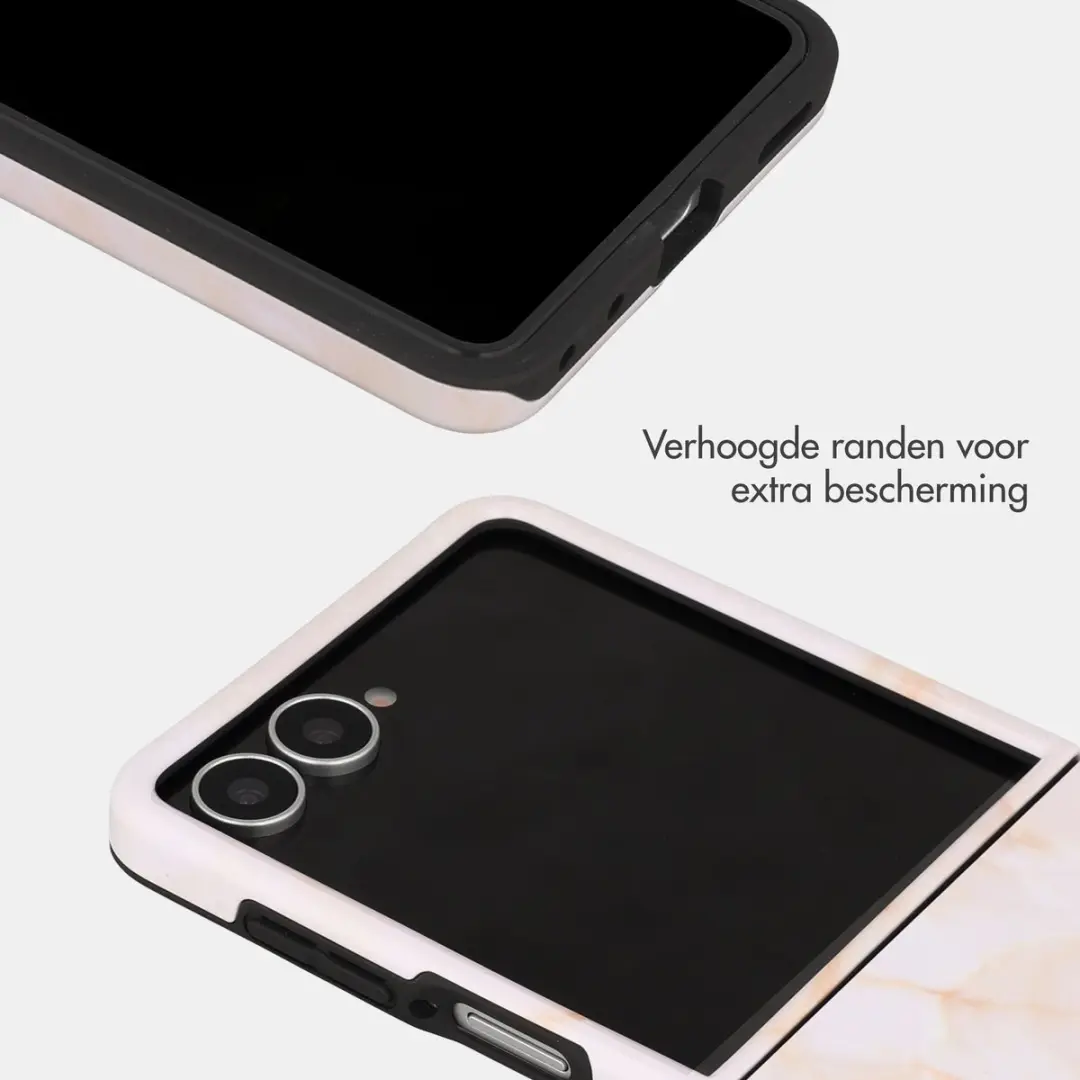Selencia Hoesje Samsung Galaxy Z Flip8 - Golden Beige Marble