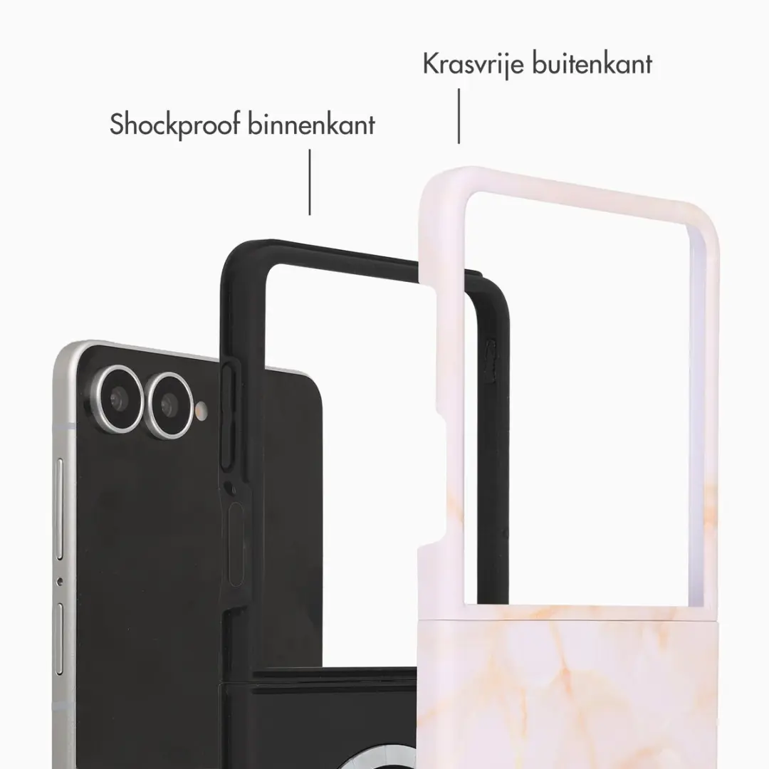Selencia Hoesje Samsung Galaxy Z Flip8 - Golden Beige Marble