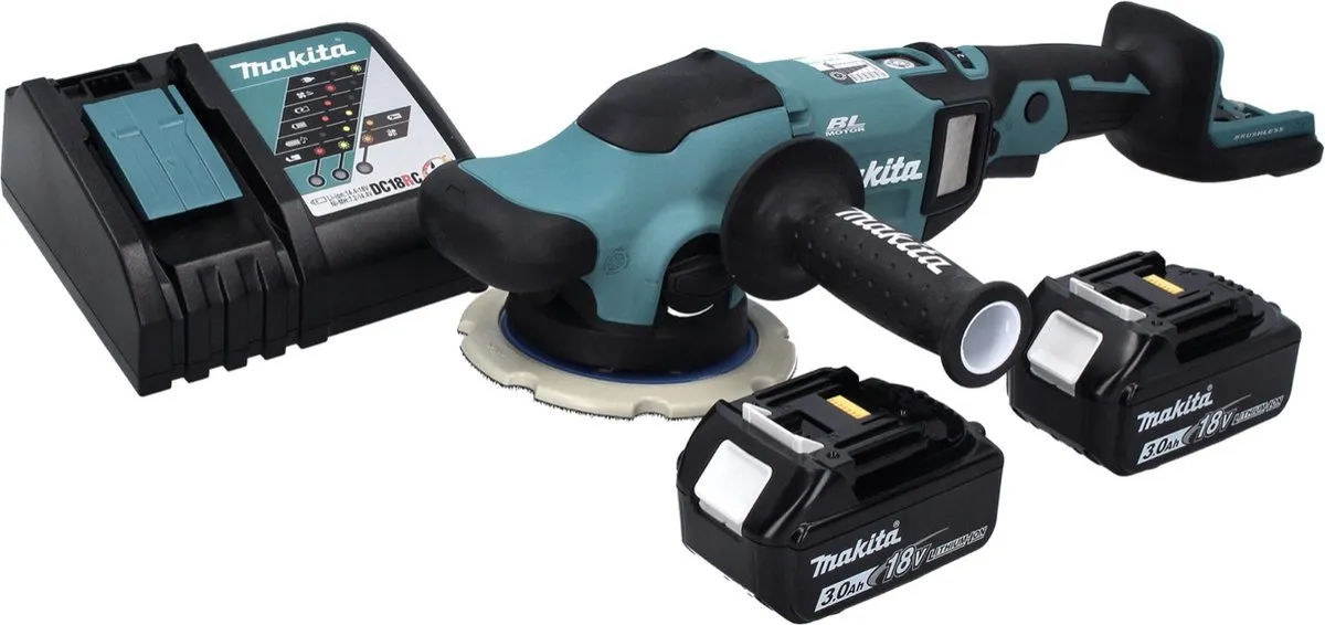 Makita DPO 600 RF Excentrische Polijstmachine 18V - 150mm - 2x 3.0Ah Accu + Lader