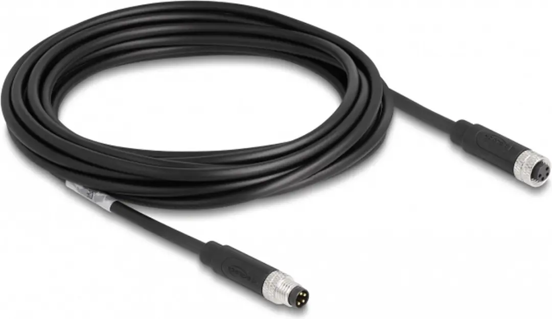 Delock M8 4-pins A-gecodeerd Kabel - 5m - Zwart
