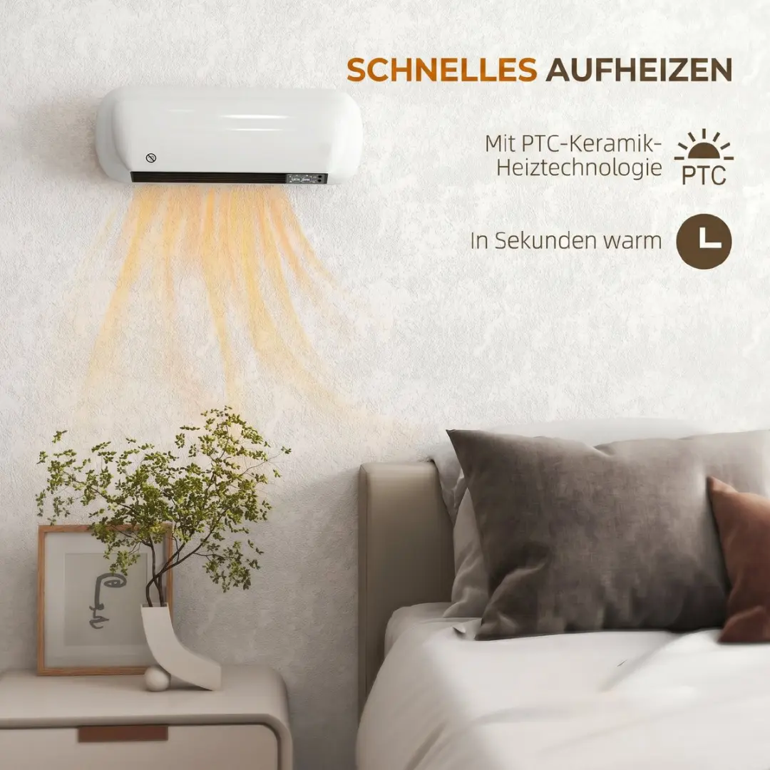 Homcom Wandverwarming 2000W PTC 820-471V90WT - Wit - afbeelding 6 van 6