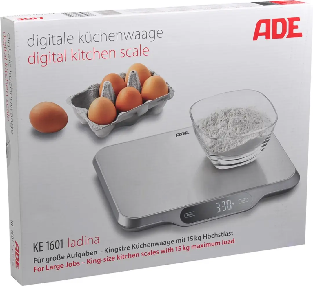 ADE Ladina KE 1601 Digitale Keukenweegschaal - 15kg - 1g - Zilver