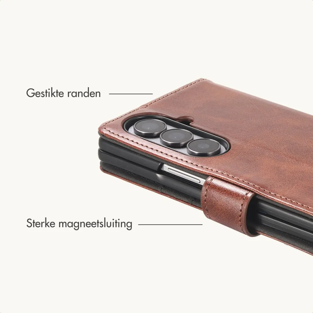 imoshion Hoesje - Geschikt voor Samsung Galaxy Z Fold 8 Ultra - Luxe Bookcase - Donkerbruin
