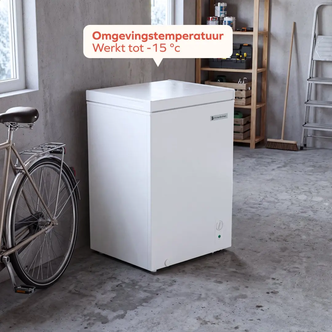 KitchenBrothers Vrieskist - 99L - Diepvrieskist - Vrijstaande Vriezer - Incl. Mand - Wit