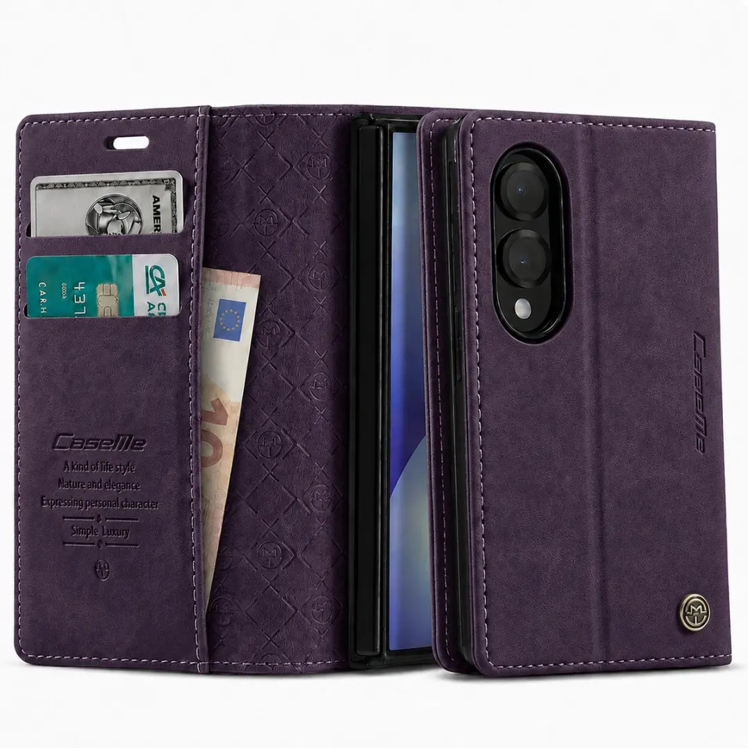 Caseme, Leren Hoesje Geschikt voor Samsung Galaxy Z Fold 8 Anti-RFID Pashouder e