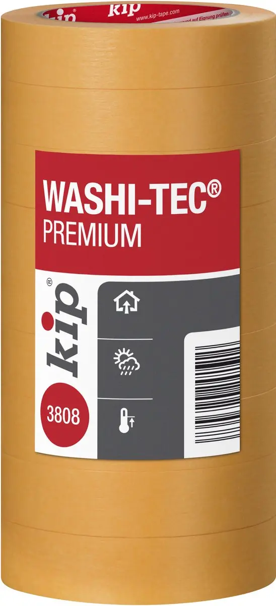 Kip 3808 WASHI-TEC Goldkrepp Professionele Schilderstape 24mm x 50m - Geel