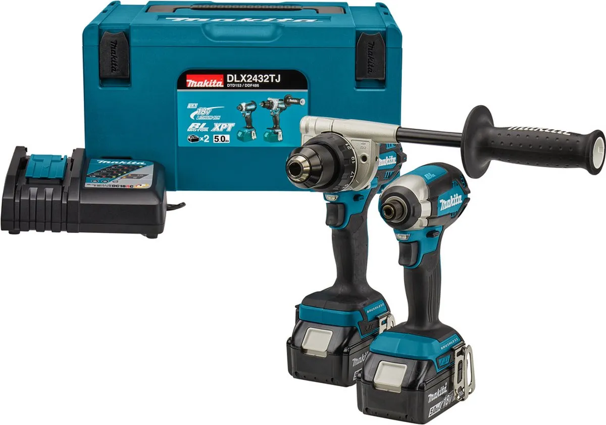 Makita DLX2432TJ Combiset 18V - 2x Accu 5.0Ah - DDF486 + DTD153 - afbeelding 3 van 6