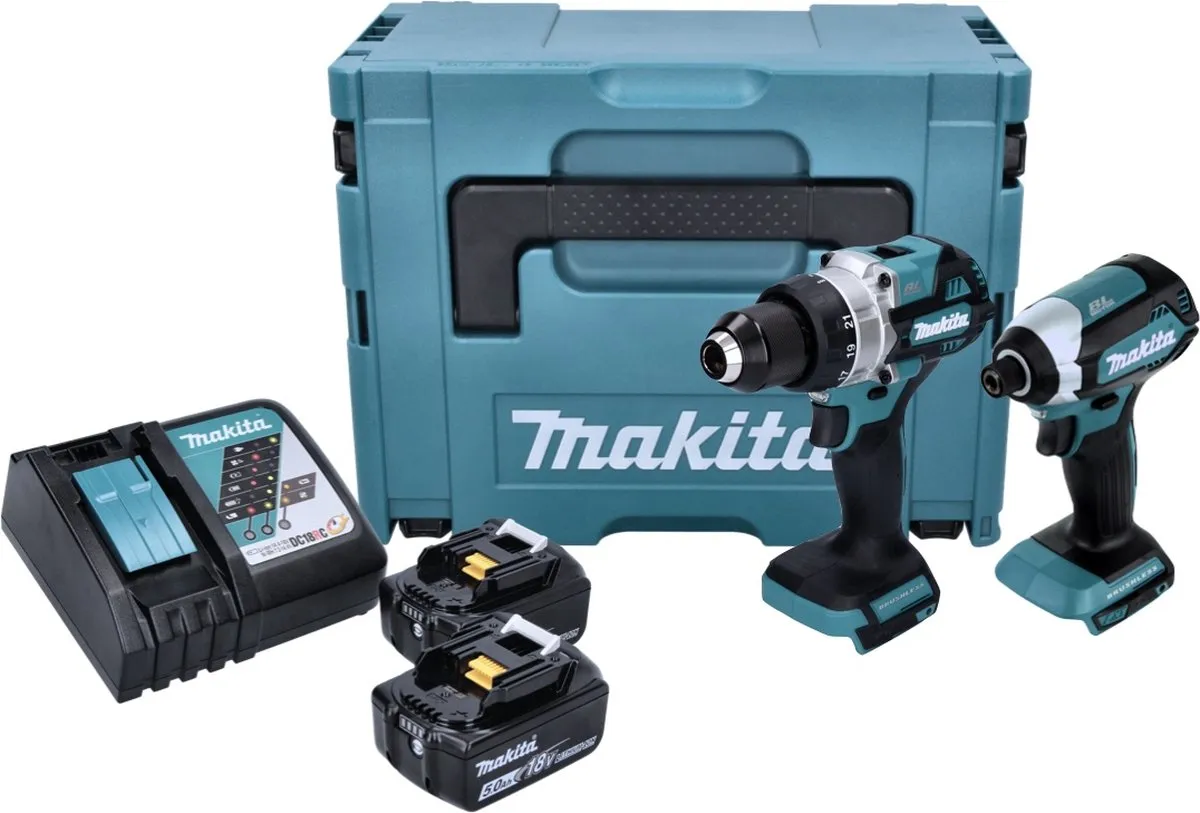 Makita DLX2432TJ Combiset 18V - 2x Accu 5.0Ah - DDF486 + DTD153 - afbeelding 4 van 6