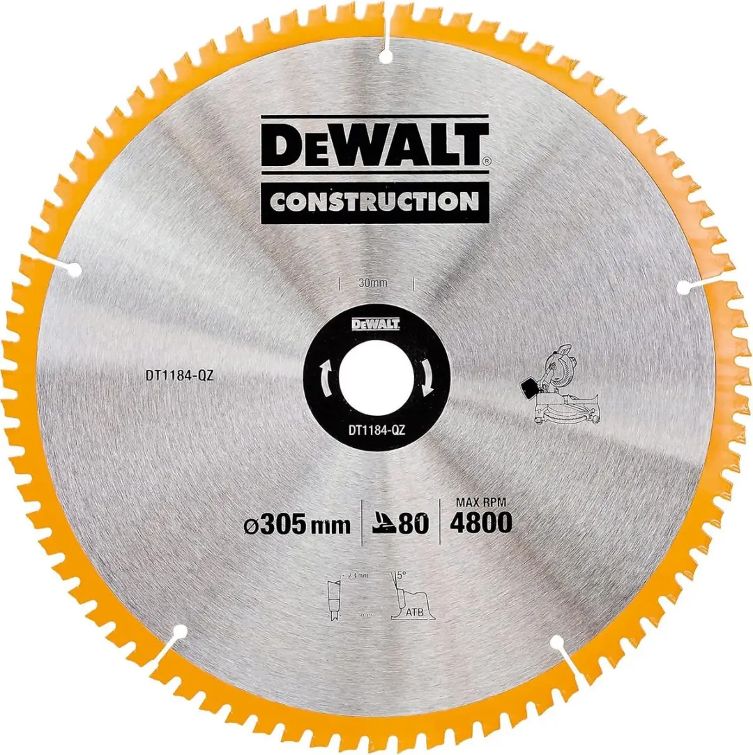 DT1184-QZ Bouw cirkelzaagblad 305 x 30 x 2