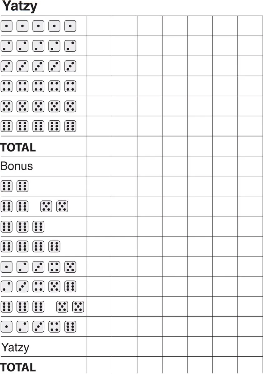 Tactic Yatzy 58022 Dobbelspel - 5 Dobbelstenen - 2-8 Spelers