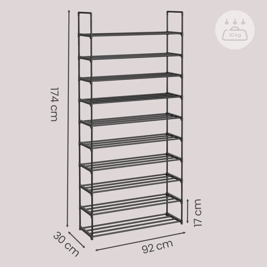 Songmics Schoenenrek LSA10BKV2 - 10 Lagen - Zwart