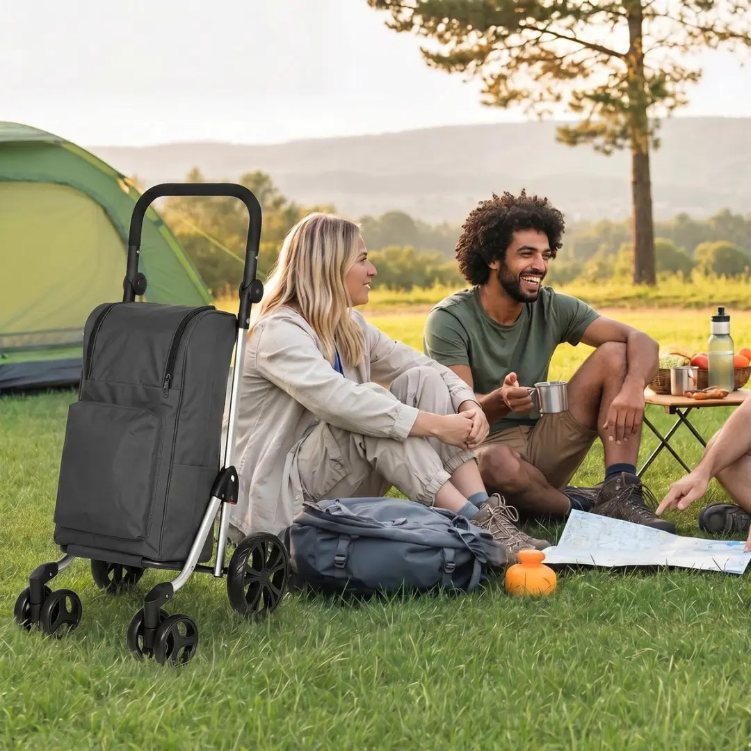 Homcom 3-in-1 Boodschappentrolley 46L - Donkergrijs - afbeelding 2 van 6