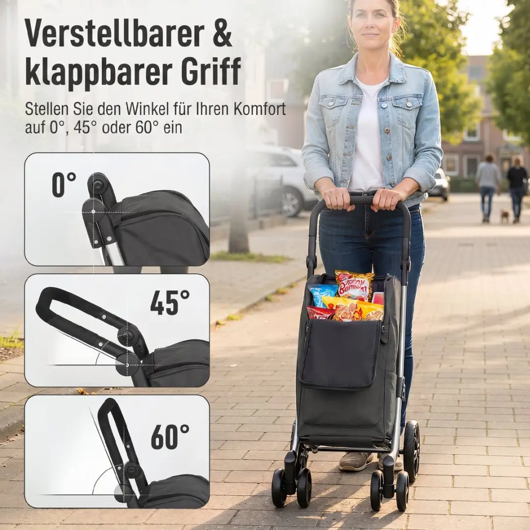 Homcom 3-in-1 Boodschappentrolley 46L - Donkergrijs - afbeelding 4 van 6