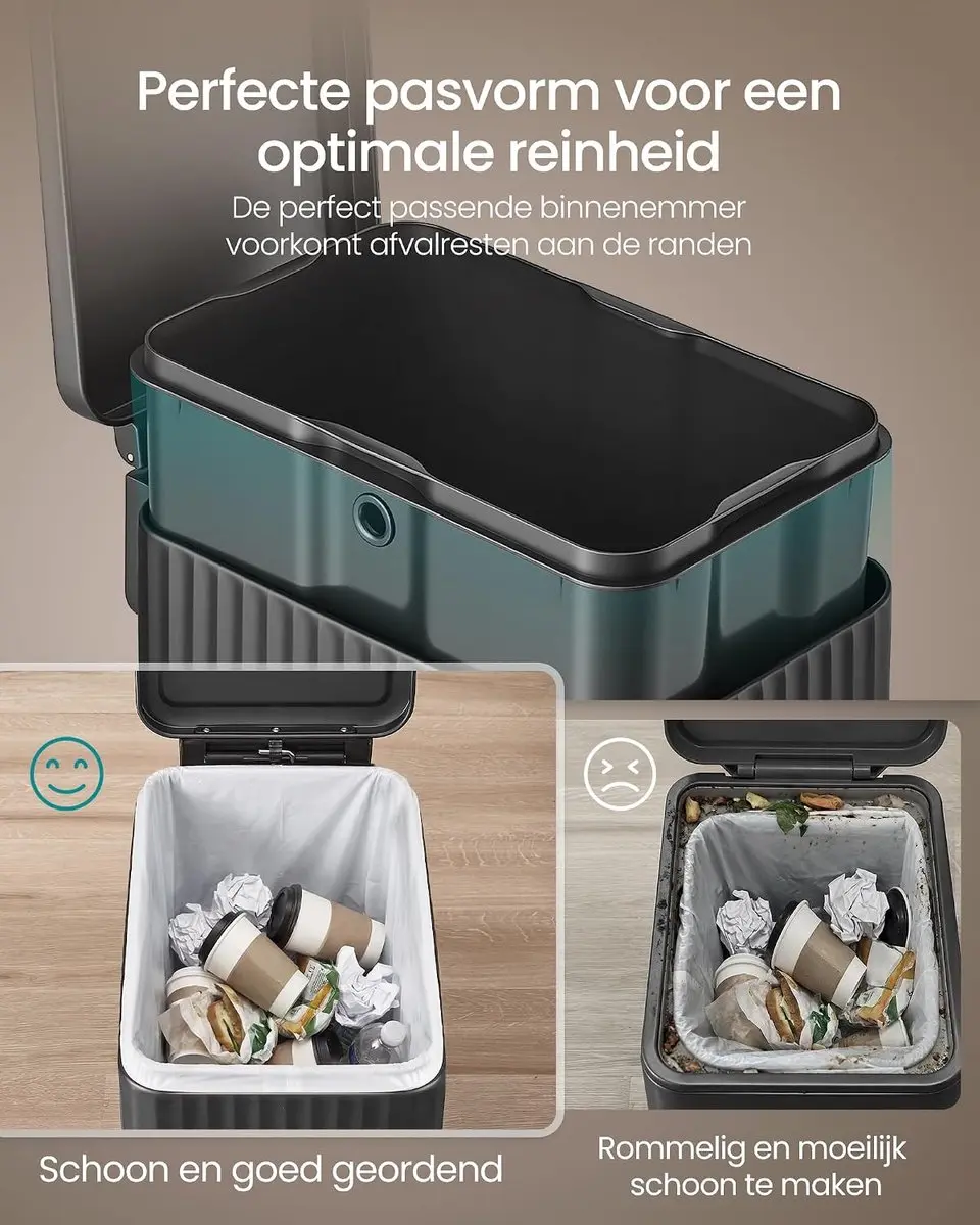 Songmics PATIA Afvalemmer Keuken 50L - Zwart