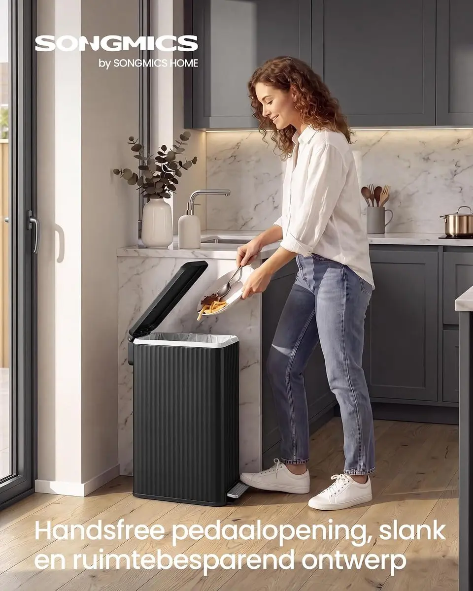 Songmics PATIA Afvalemmer Keuken 50L - Zwart