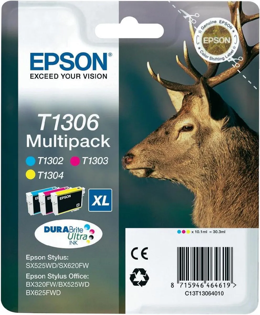 Epson T1306XL MultiPack Inktcartridges - Cyaan/Magenta/Geel