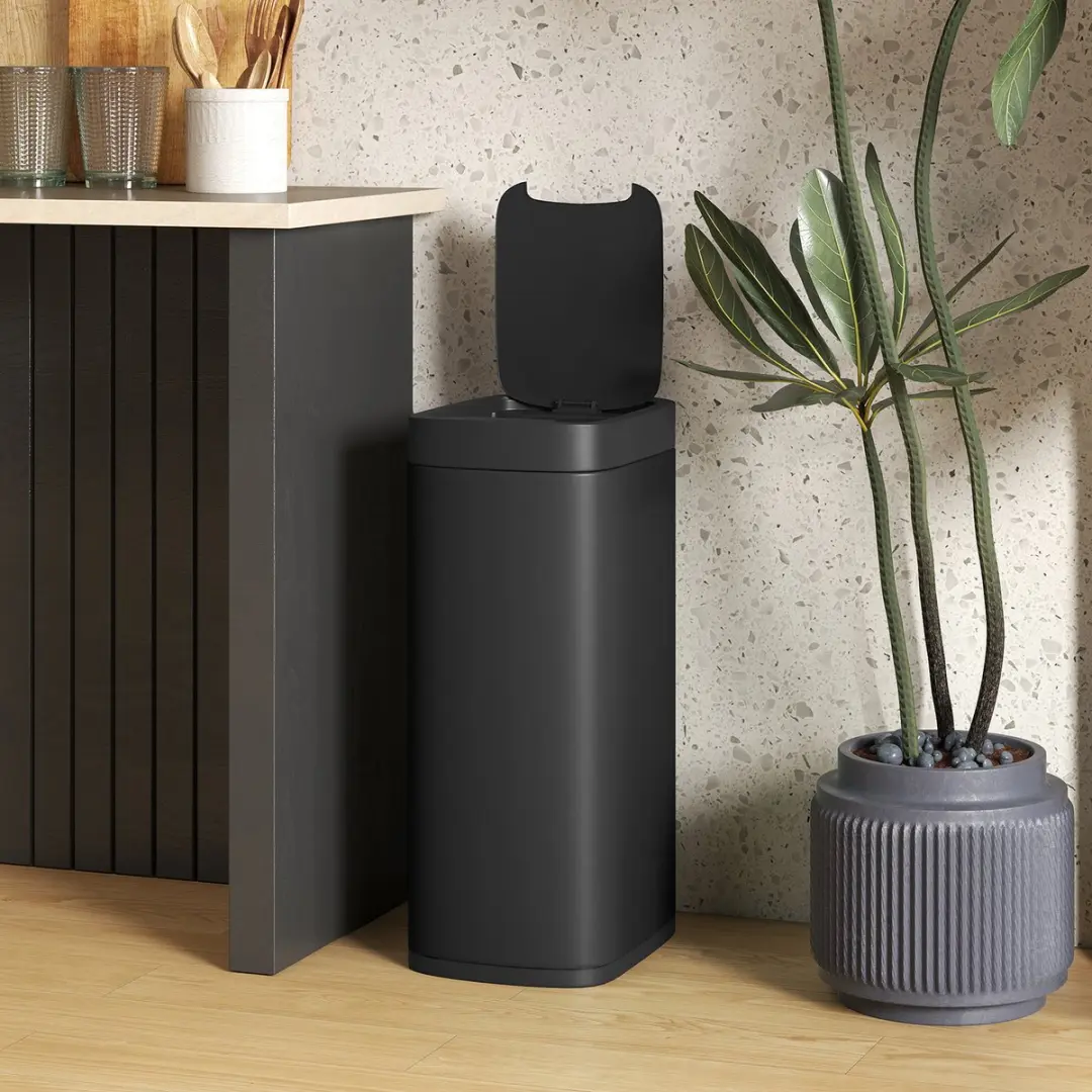 Homcom Sensor Bin-Metall ABS 50L - 35,5x26,5x68cm Zwart - afbeelding 5 van 6