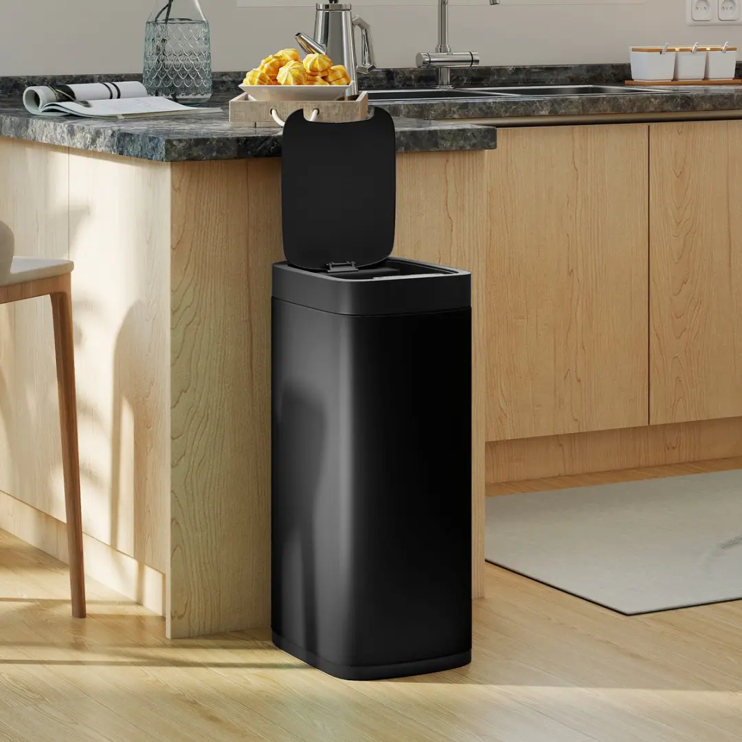 Homcom Sensor Bin-Metall ABS 50L - 35,5x26,5x68cm Zwart - afbeelding 4 van 6