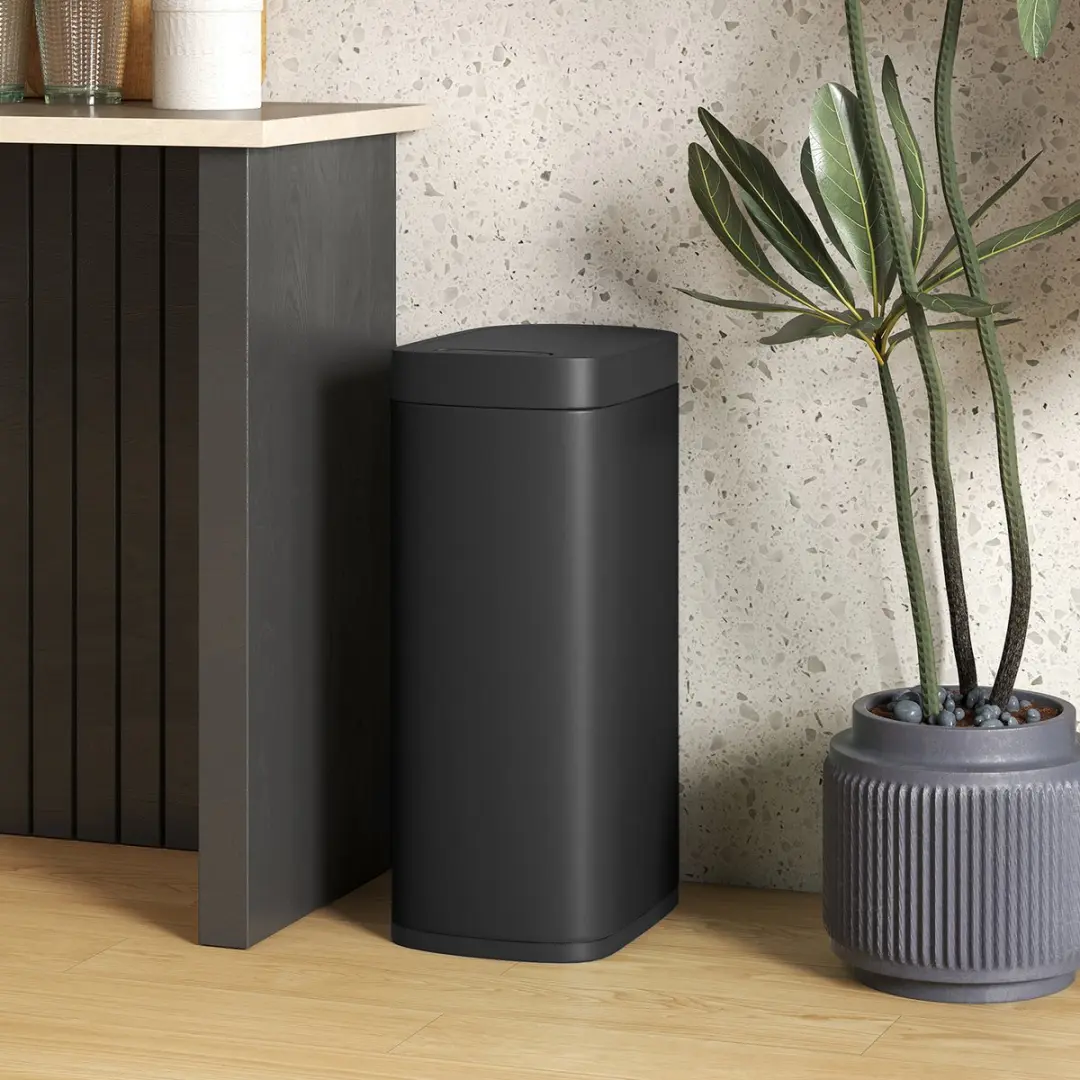 Homcom Sensor Bin-Metall ABS 50L - 35,5x26,5x68cm Zwart - afbeelding 2 van 6