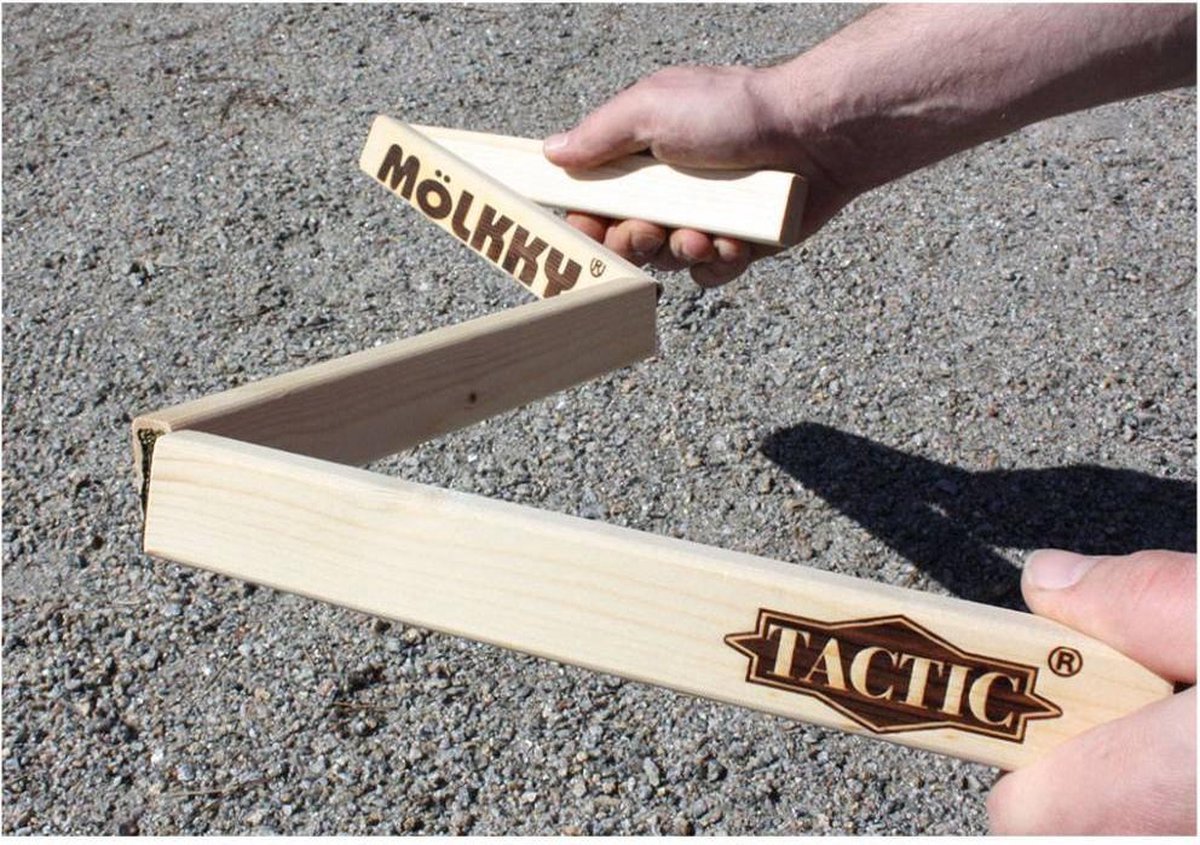 Tactic Mölkky Tournament Set Deluxe – Vang- en Werpspel - Origineel Fins Houten Werpspel In Luxe Sporttas – Duurzaam Berkenhout – Met Gratis Score-App - Inclusief Mölkkaari Werpboog - Inclusief Luxe Draagtas
