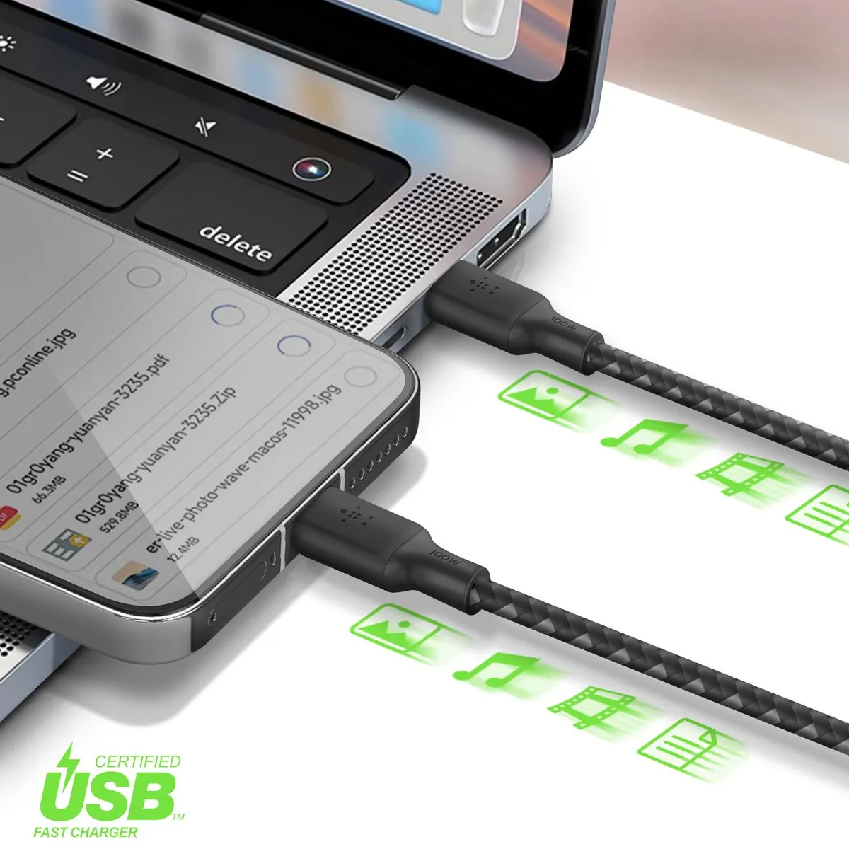 Belkin Boost Charge Braided USB-C CAB014BT3MBK Kabel - 3m - Zwart