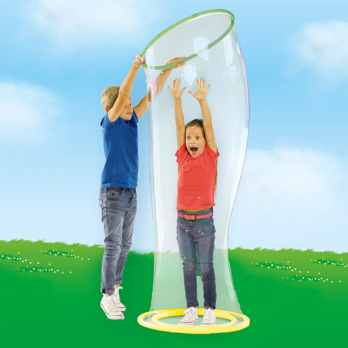 SES - Staan in een Mega bubble - bellenblaas - met opblaasbare sta ring, bubble ring en bellenblaassop