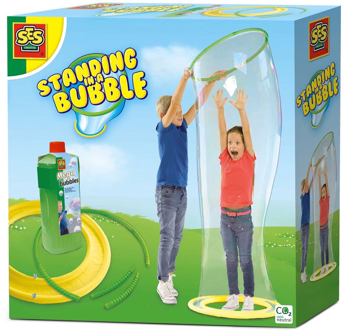 SES - Staan in een Mega bubble - bellenblaas - met opblaasbare sta ring, bubble ring en bellenblaassop