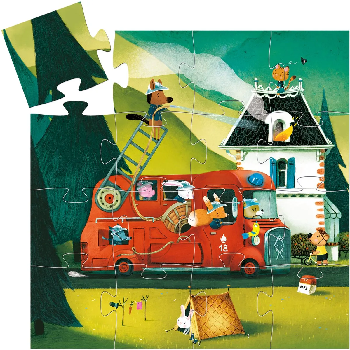 Djeco Brandweerwagen Puzzel 16 Stuks - 3+ jaar