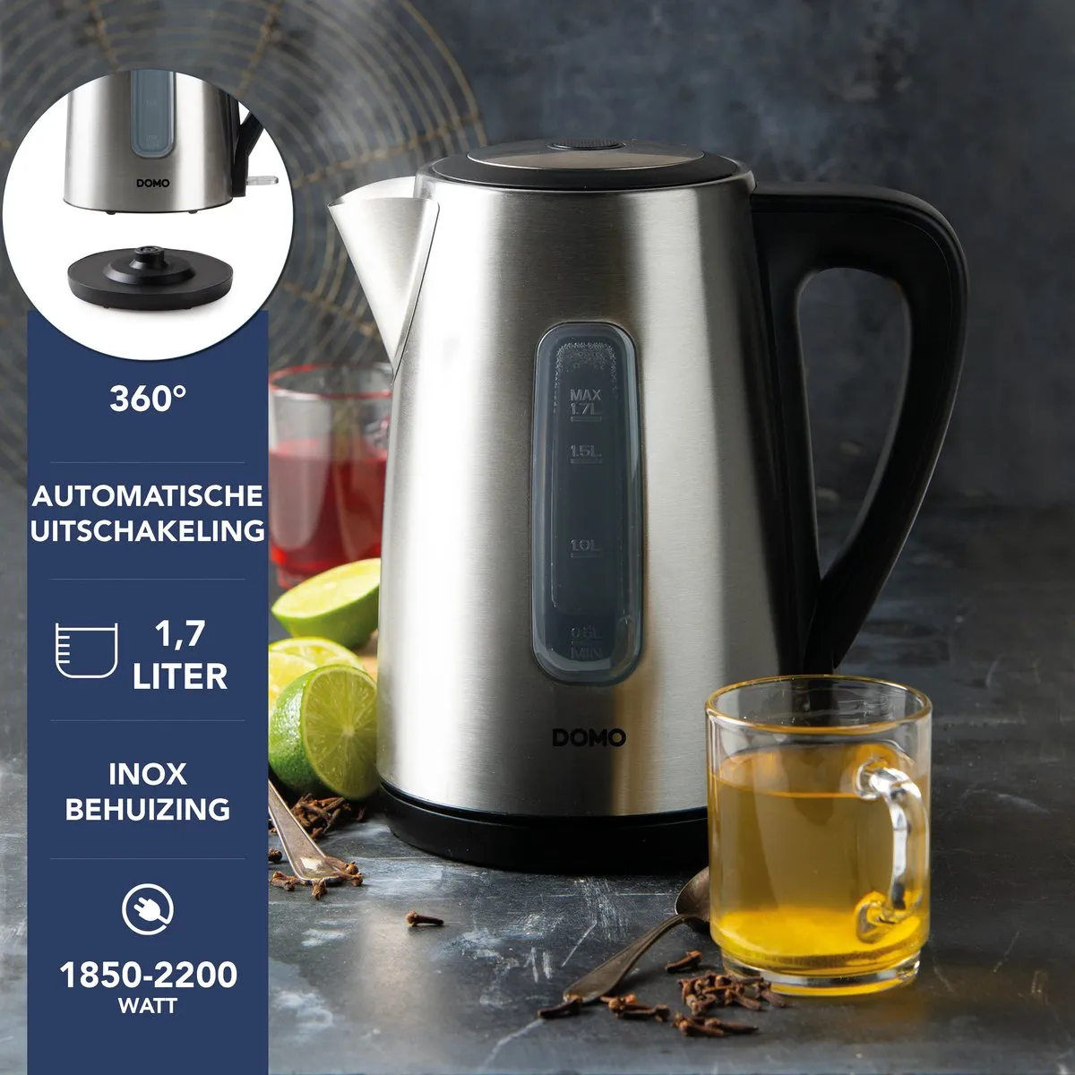 Domo DO738WK Waterkoker 1,7L - 2200W - RVS