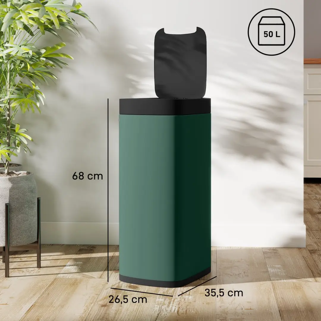 Homcom Sensor Bin ABS 50L - 35,5x26,5x68cm Donkergroen - afbeelding 5 van 6