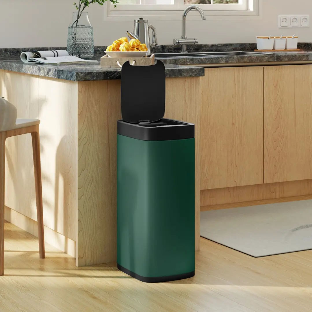 Homcom Sensor Bin ABS 50L - 35,5x26,5x68cm Donkergroen - afbeelding 3 van 6