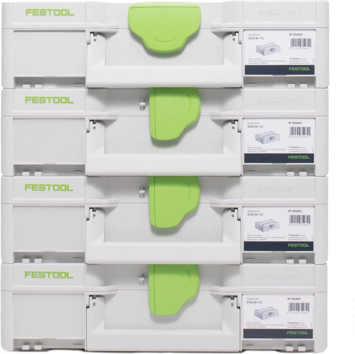 Festool Systainer SYS3 M 112 - 4x 204840 - 7,7 liter - Groen/Wit - afbeelding 2 van 4
