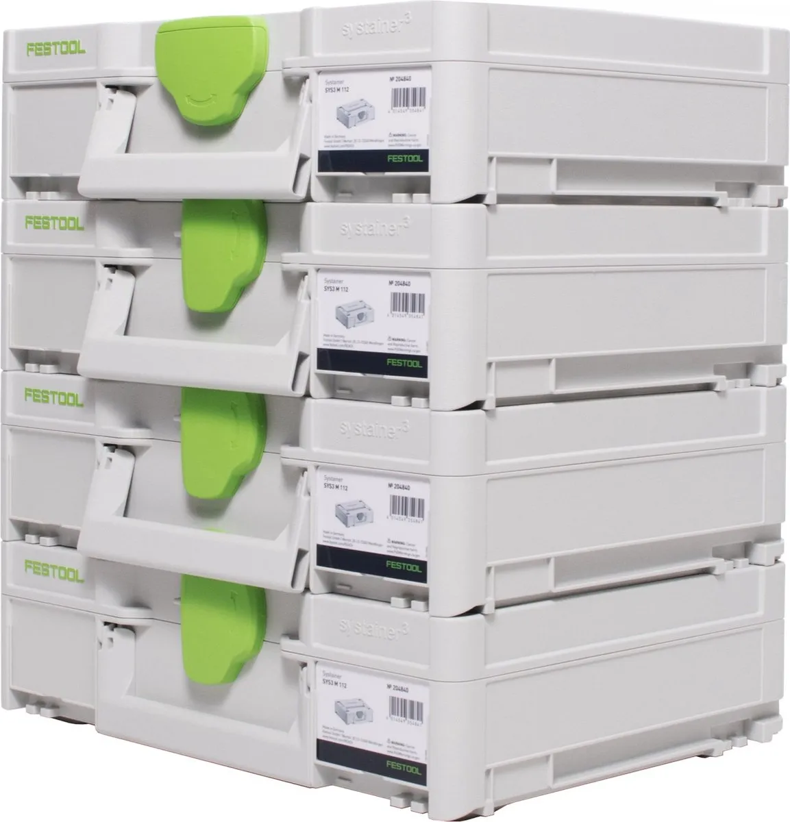 Festool Systainer SYS3 M 112 - 4x 204840 - 7,7 liter - Groen/Wit - afbeelding 3 van 4
