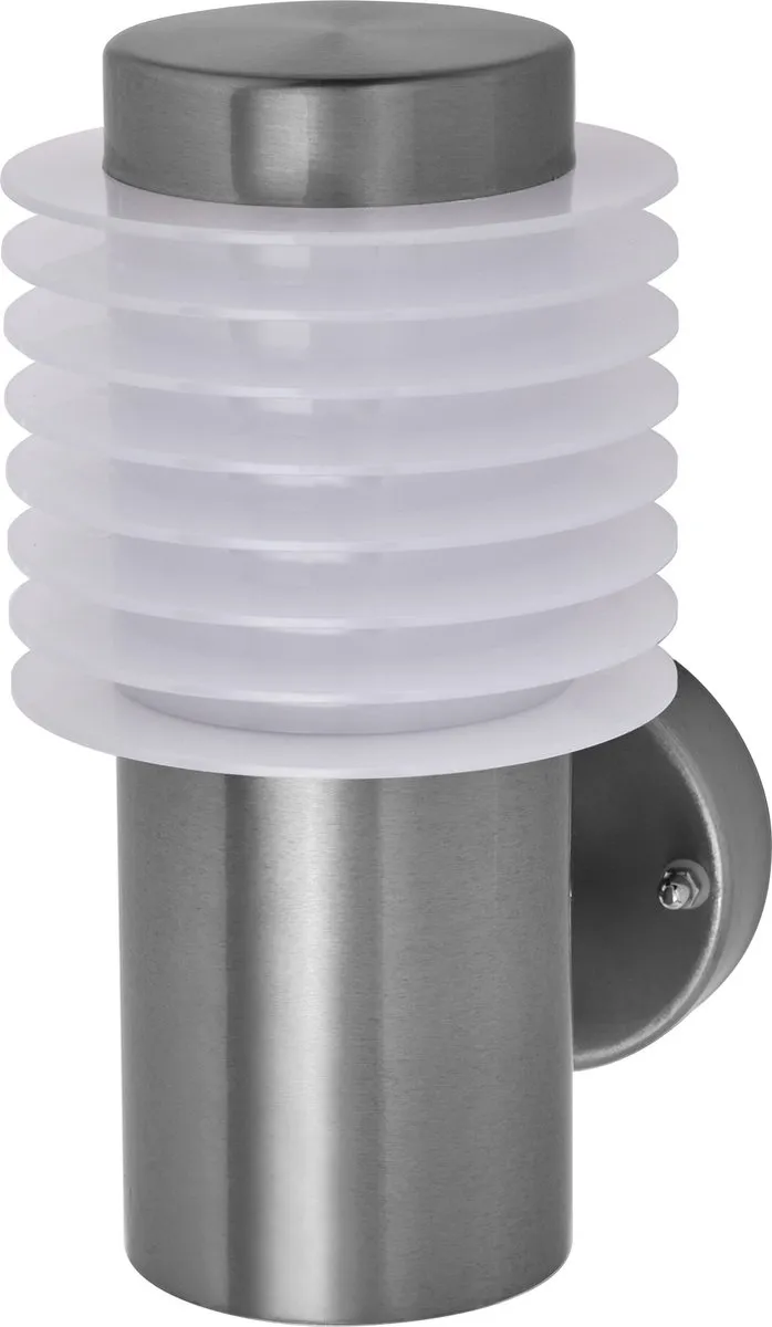LEDVANCE ENDURA STYLE RONDO WALL buitenverlichting, 9W, 700lm, wandlamp, edelstaal, beschermingsklasse IP44, 3.000K kleurtemperatuur, warm witte lichtkleur