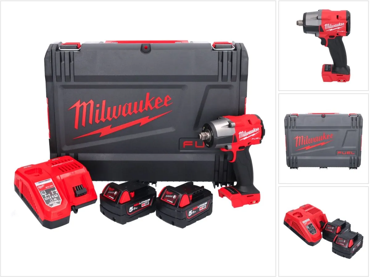 Milwaukee M18 FMTIW2F12-502X Slagmoersleutelset - 745Nm - 2x 5.0Ah - afbeelding 2 van 6