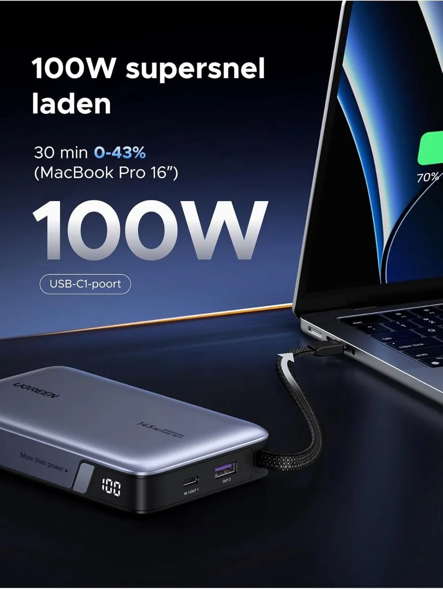 UGREEN Nexode Power Bank 20000mAh 145W - 55992B - Grijs