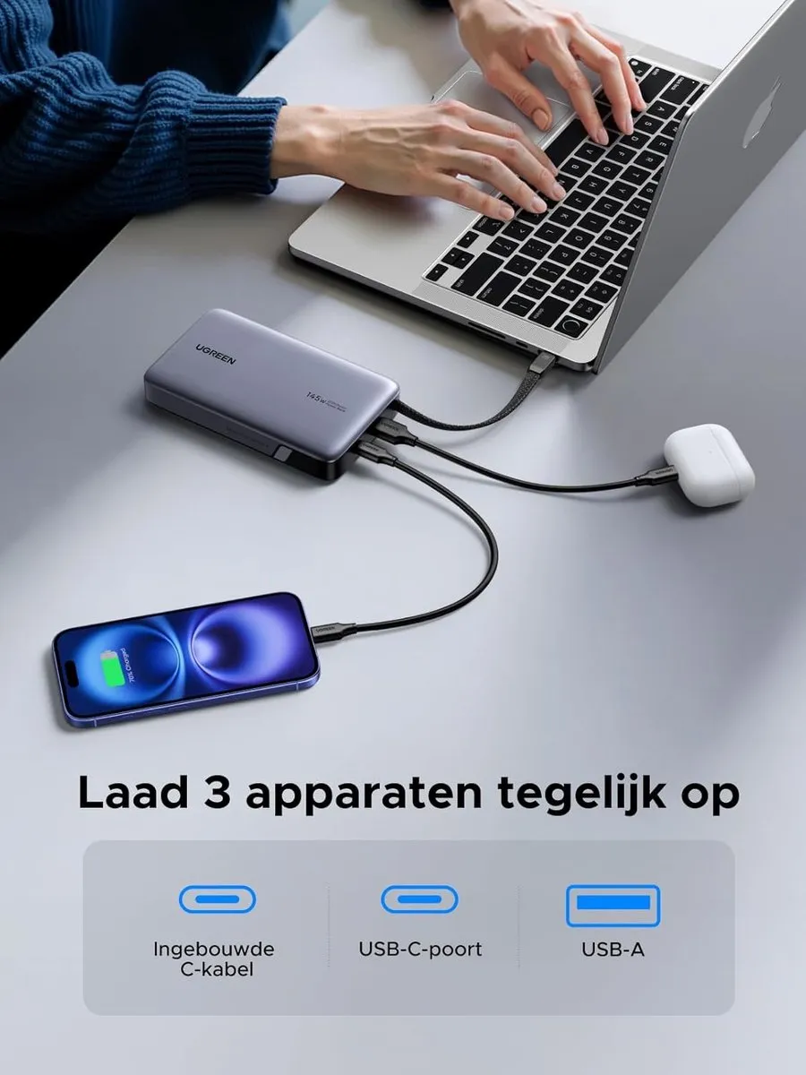 UGREEN Nexode Power Bank 20000mAh 145W - 55992B - Grijs - afbeelding 6 van 6