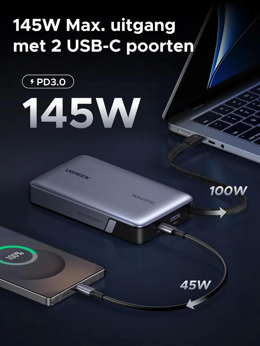 UGREEN Nexode Power Bank 20000mAh 145W - 55992B - Grijs