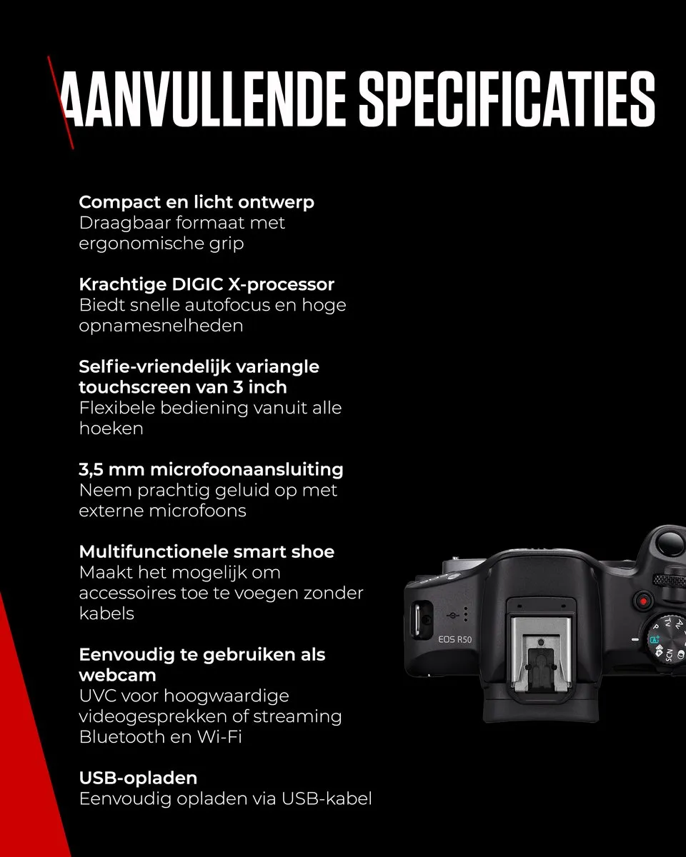 Canon EOS R50 RF-S 18-45mm IS STM - 24,2 MP - 4K Video - Zwart