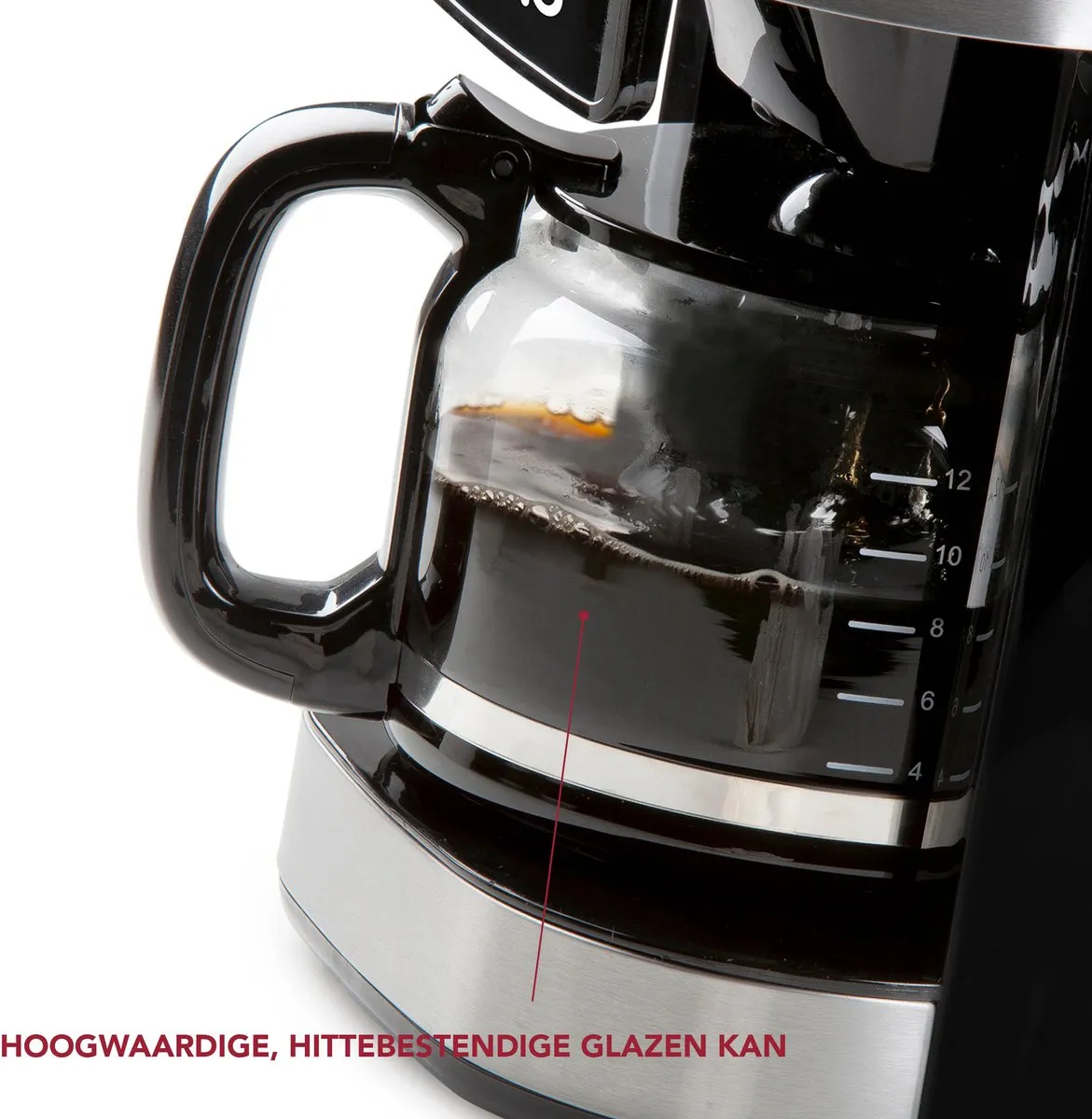 Domo DO721K Grind & Brew Koffiemachine - 12 Kopjes - 1,5L - Instelbare maling