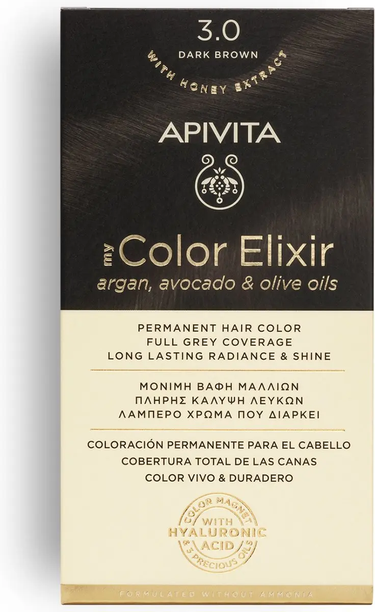 Apivita Hair Colour Haarverf Color Elixir Permanent Hair Color 3.0 Dark Brown