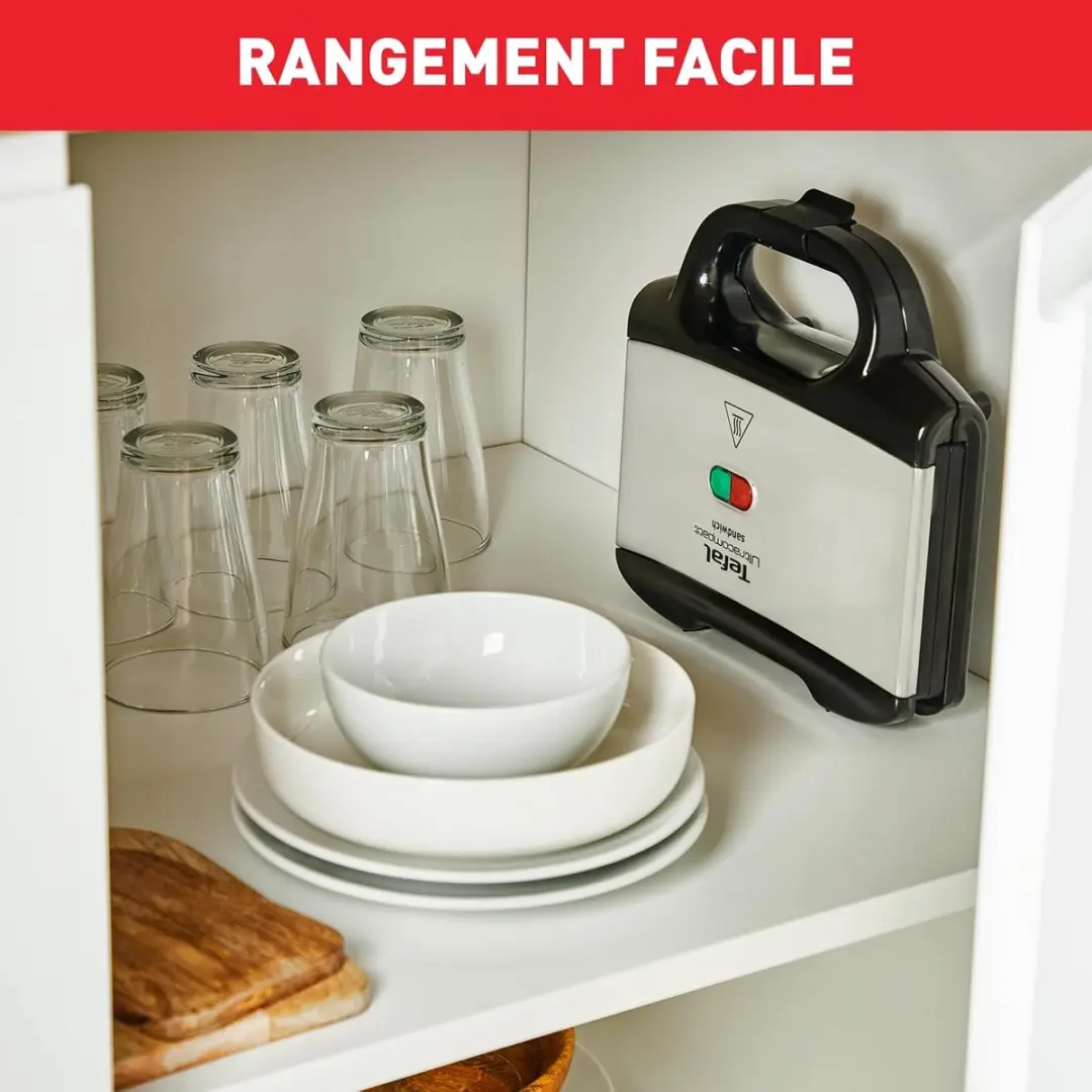 Ultracompact tosti-ijzer - anti-aanbaklaag - schelpvorm SM1552 - Controlelampje - vergrendelingsclip - tostiplaten - Gemakkelijk schoon te maken