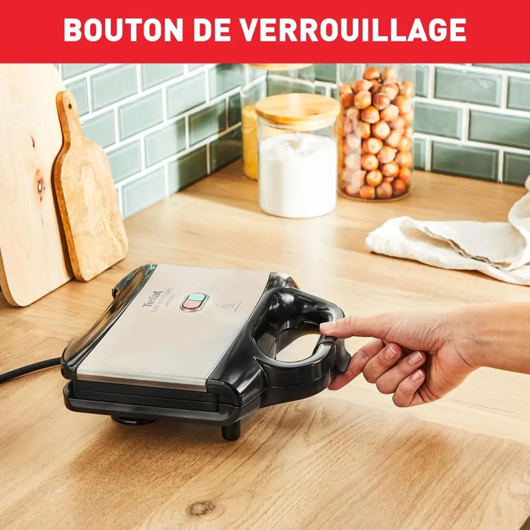 Ultracompact tosti-ijzer - anti-aanbaklaag - schelpvorm SM1552 - Controlelampje - vergrendelingsclip - tostiplaten - Gemakkelijk schoon te maken