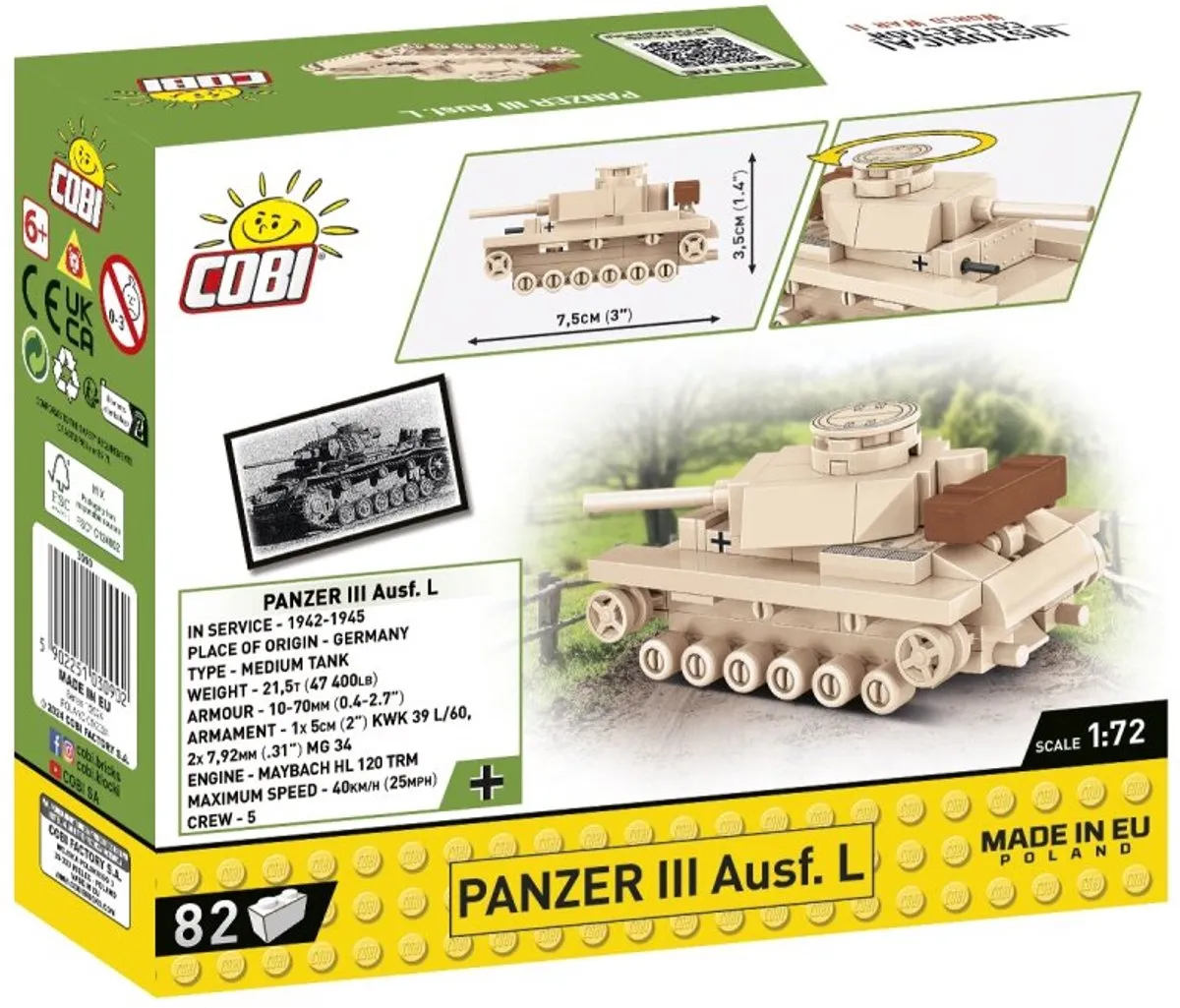 Cobi Panzer III Ausf.L - 103 Onderdelen - Meerkleurig