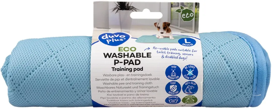 Duvoplus - Dierentoilet - Hond - Eco Wasbare P-pad L - 60x45cm Blauw - 1st
