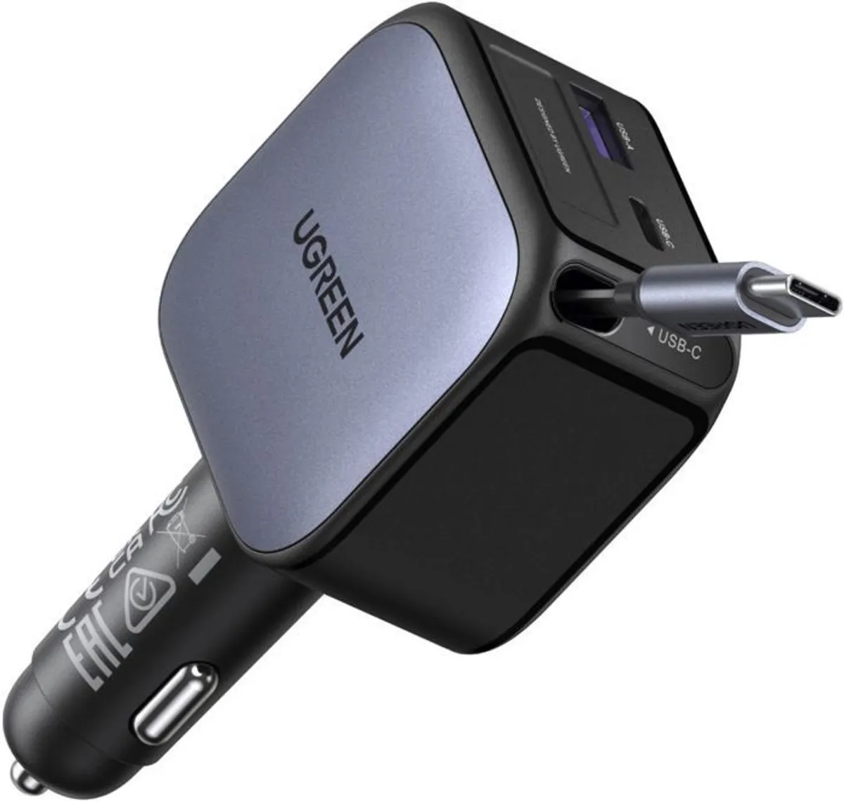 Ugreen Autolader 90W USB-A USB-C - Zwart