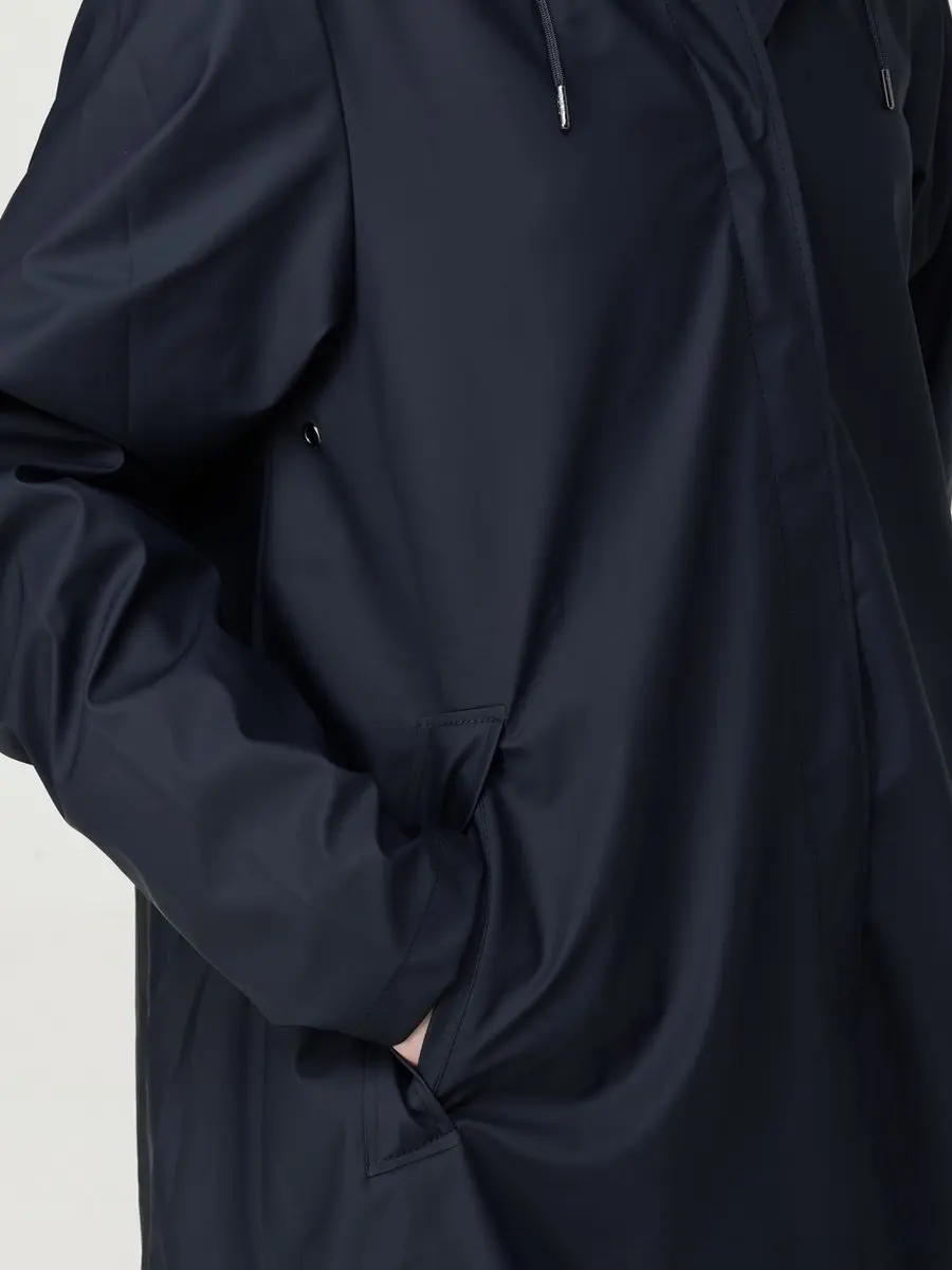 Rains Long Hooded Waterproof Regenjas - Blauw