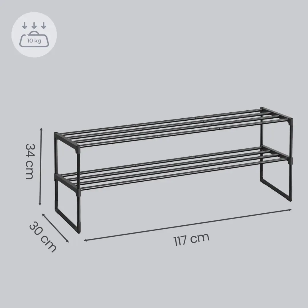 Songmics Schoenenrek 2 Lagen Zwart - 9 Paar